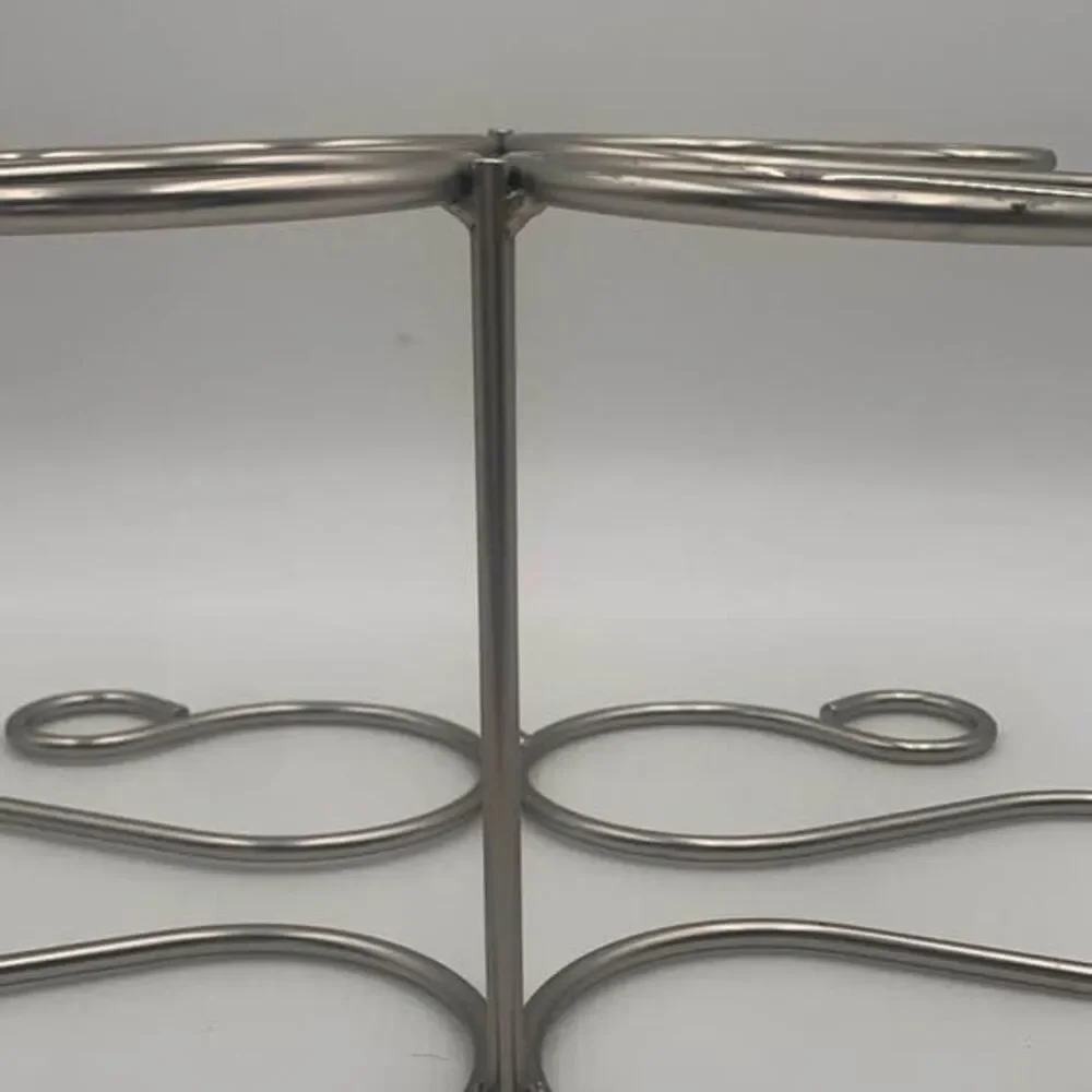 Vintage MCM Chrome Wine Holder 6 Bottle Freestanding Tabletop Wine Rack